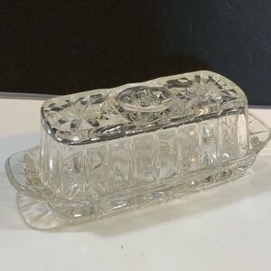 *    Anchor Hocking Butter Dish American Prescut Vintage Glass #26
